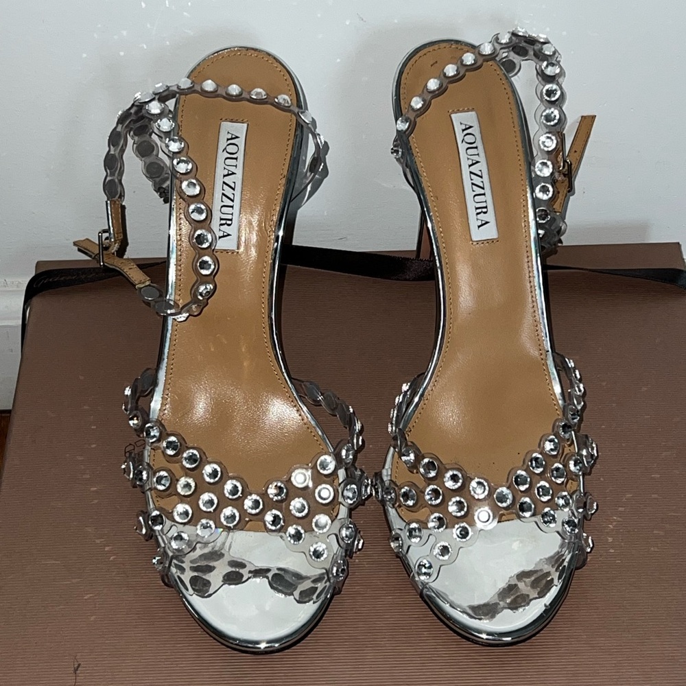 Aquazzura Tequila Sandal 105 Stud Ankle Strap Heels